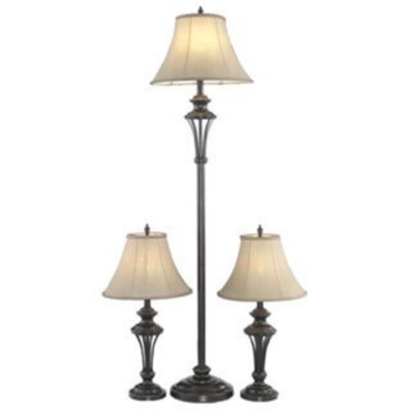 Somette Black 2-light Floor Lamp and Table Lamp Set (Set of 3)