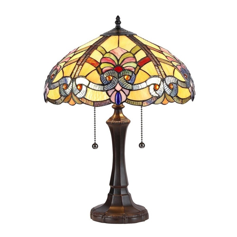 Tiffany-style Victorian 2-light Dark Bronze Table Lamp
