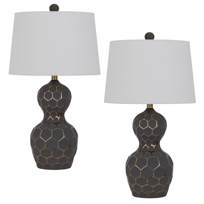 Tuscaloosa 26.75" Height Resin Lamp Set in Matte Black/Gold Finish