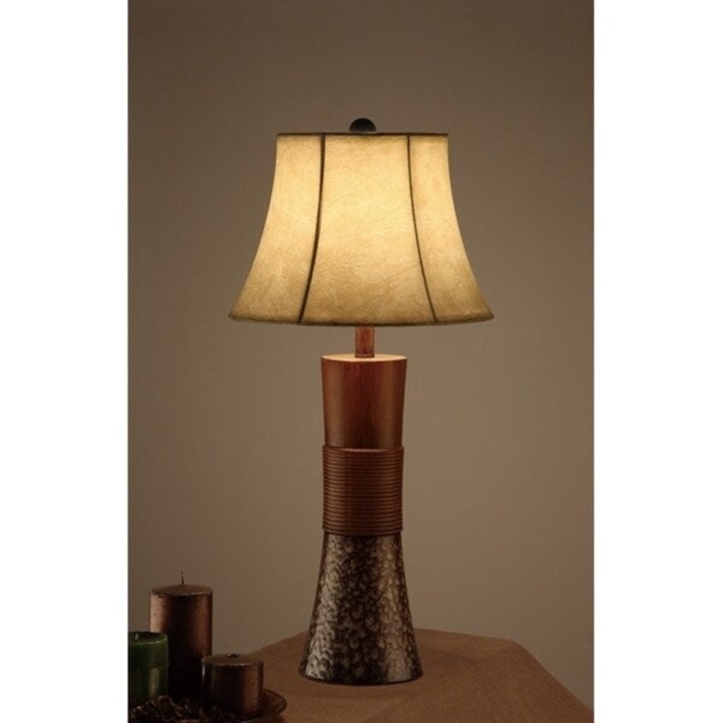 Bell Shade Table Lamp With Tall Base Stand Brown set of 2