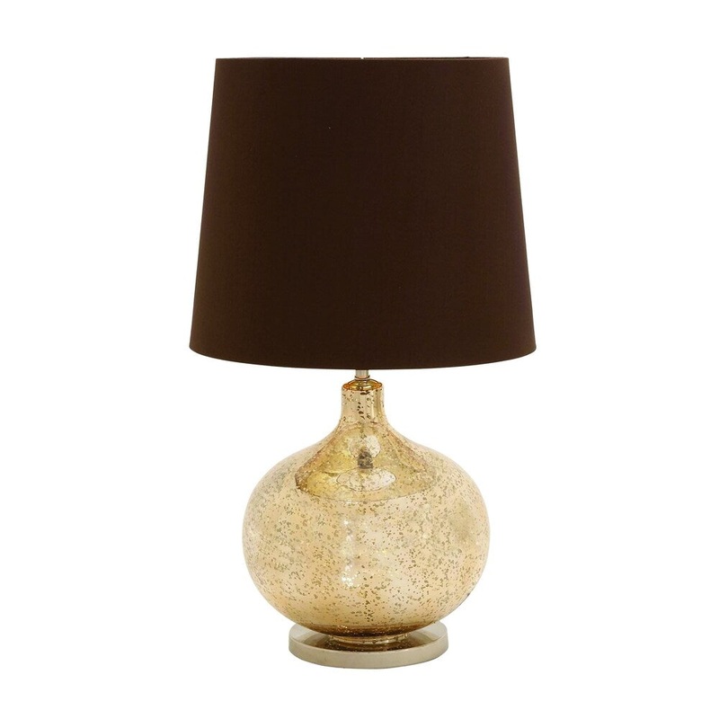 Benzara Brown 16-inch Glass and Metal Table Lamp