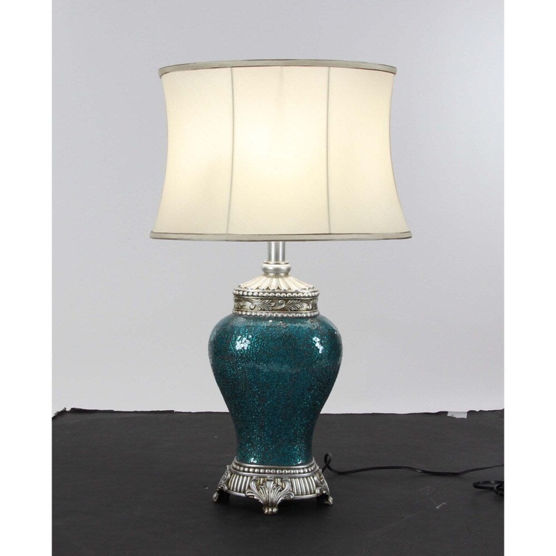 Benzara Polystone Mosaic Table Lamp