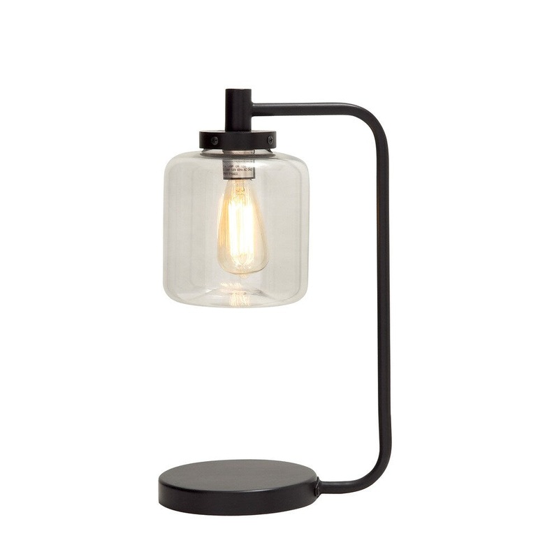 Black Metal and Glass Multidirectional Modern Table Lamp