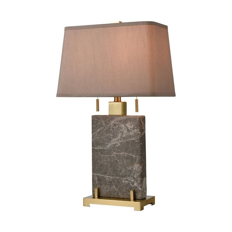Croftfoot Drive - 2 Light Table Lamp Gray Marble/Honey Brass/Honey