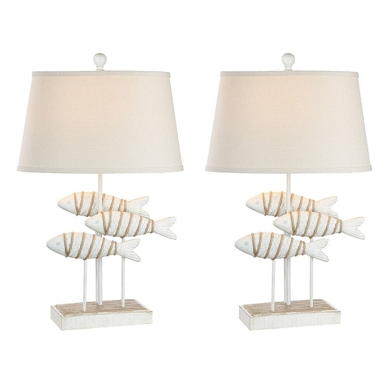 Sanibel Fish Coastal Table Lamp - Antique White