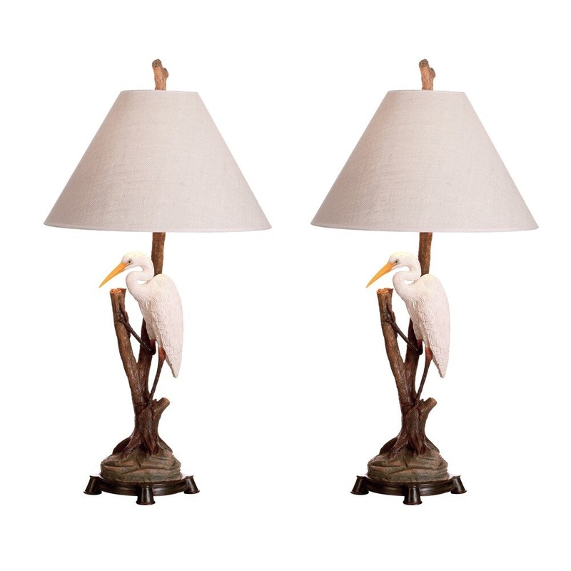 Seahaven Walking Egret Table Lamp 32" high