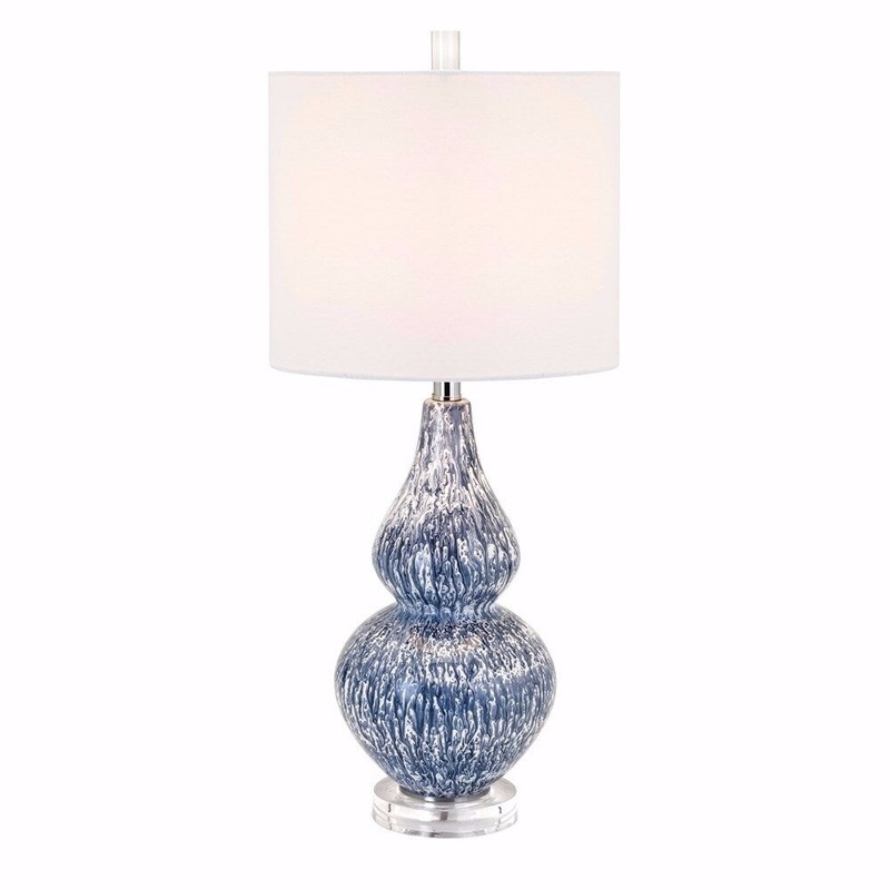 Stylish Andorian Table Lamp, Blue and White