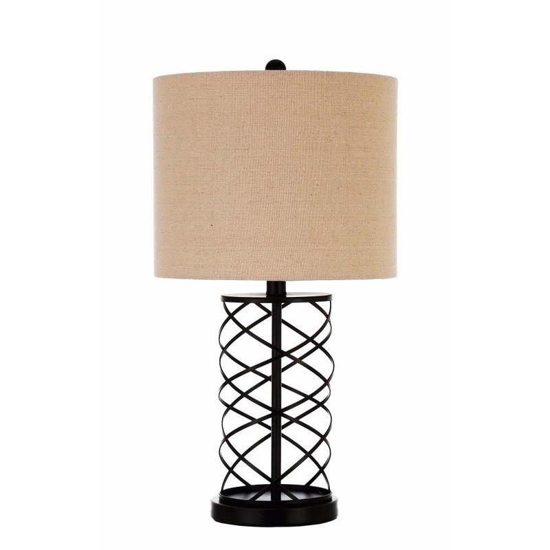 Stylish Table Lamp With Twisted Bronze Base
