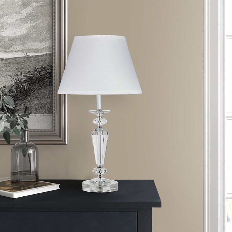 Turned Tubular Crystal Body Table Lamp, Clear
