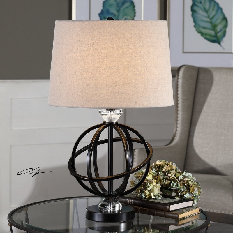 Uttermost Armilla Gloss Black Metal Orb Table Lamp