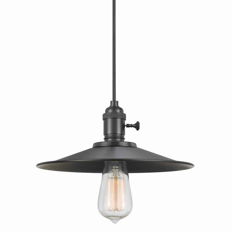 60 Watt Hanging Ceiling Lamp with Conical Metal Shade, Black