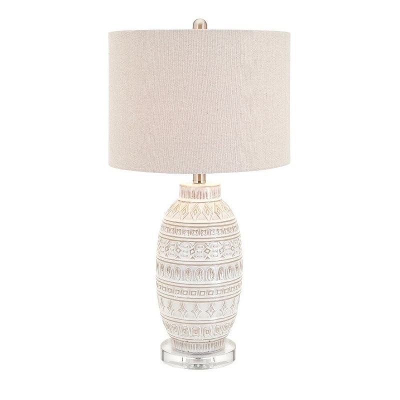 Addonis Ceramic Table Lamp, White - Benzara