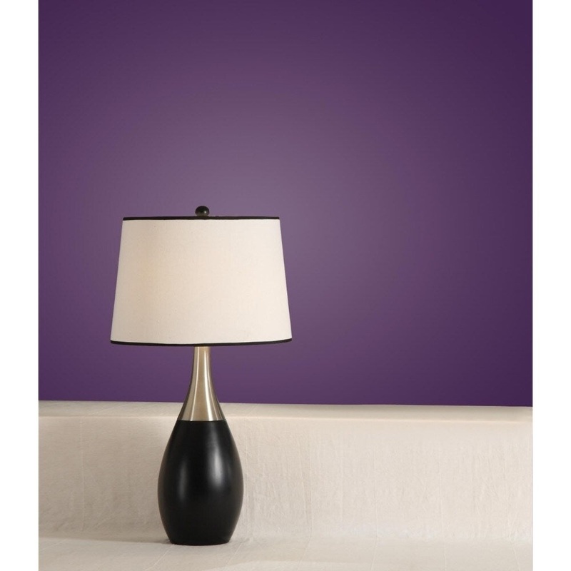 Bellied Table Lamp With Contrasting Shade Set Of 2 Black