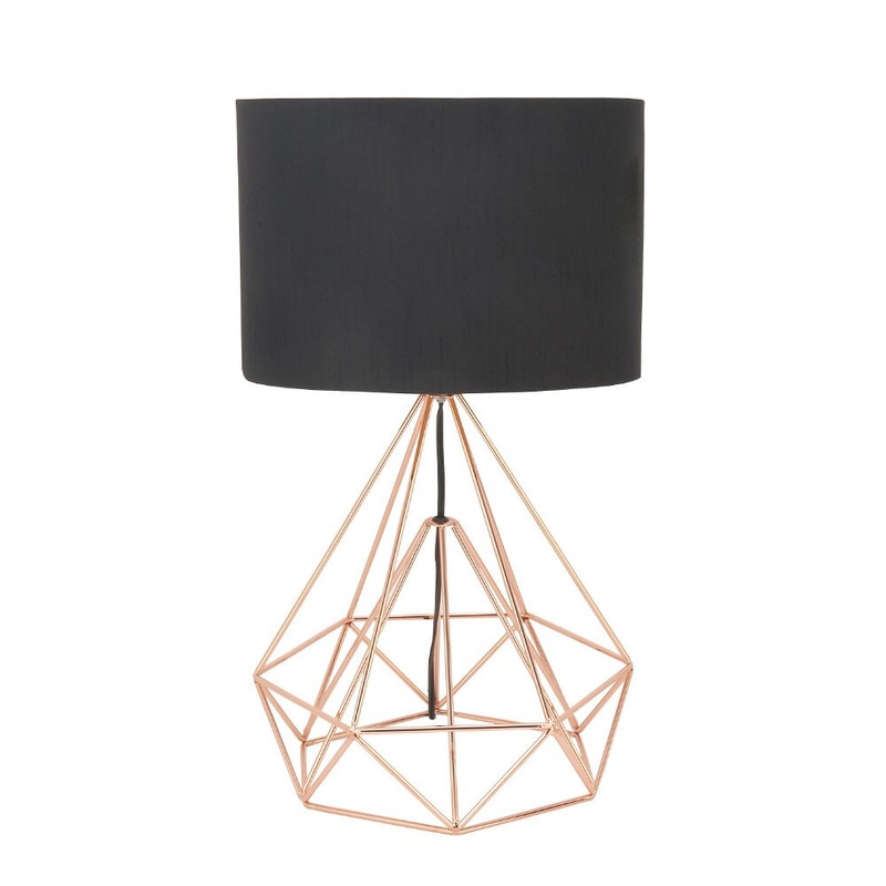 Benzara Black and Gold Iron Drum-shaped Table Lamp