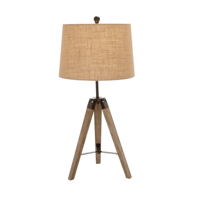Benzara Wood and Metal Independet Tripod Table Lamp