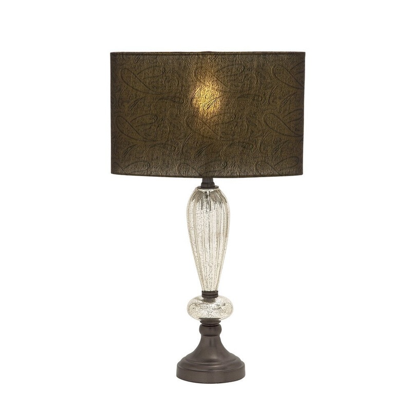 Contemporary Natural Finish Glass Metal Table Lamp