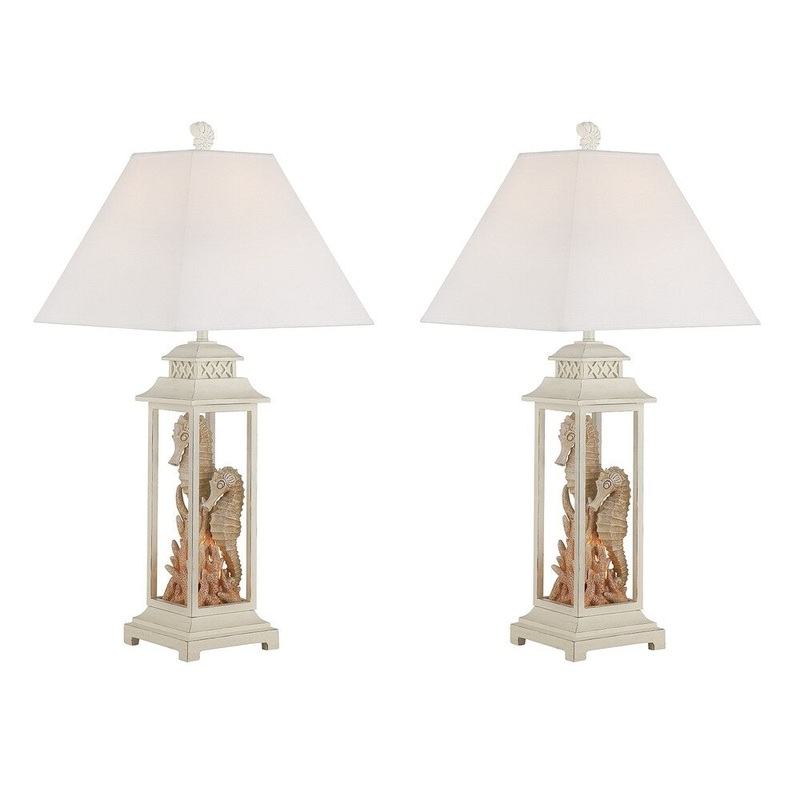 Seahaven Twin Seahorse Night Light Table Lamp 32.5" high