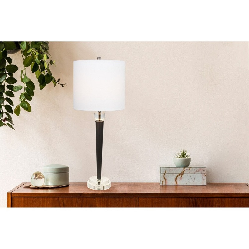 Strick & Bolton Sverre 31-inch Grey Metal/ Crystal Table Lamp