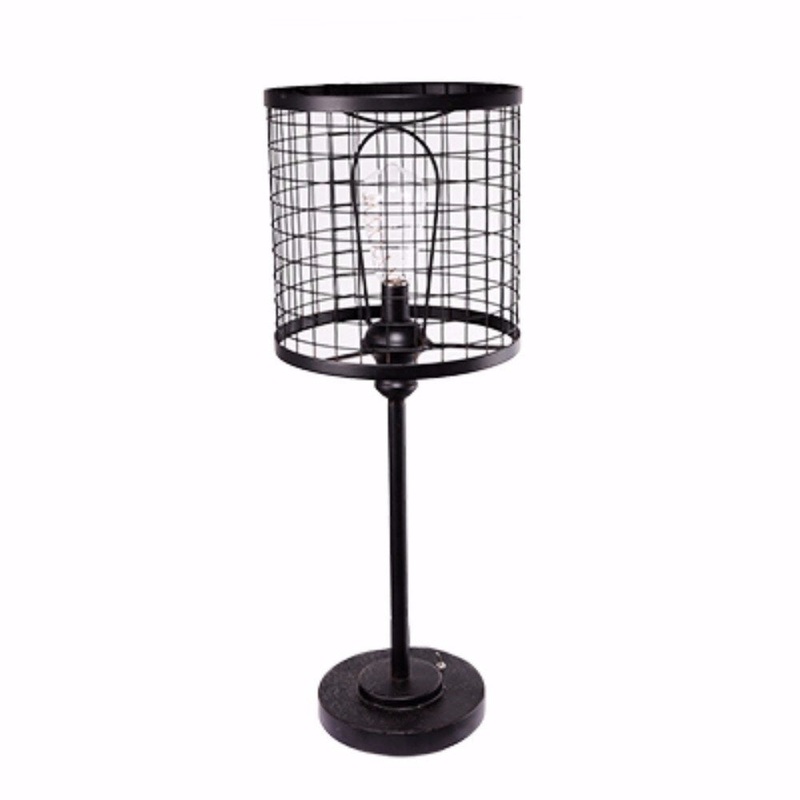 Sturdy Open Cage Led Metal Table Lamp, Black