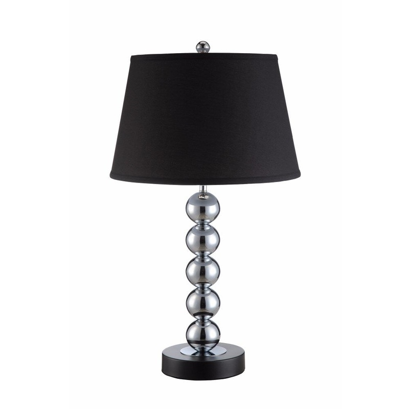 Table Lamp With Crystal Sphere Base, Black, Set of 2