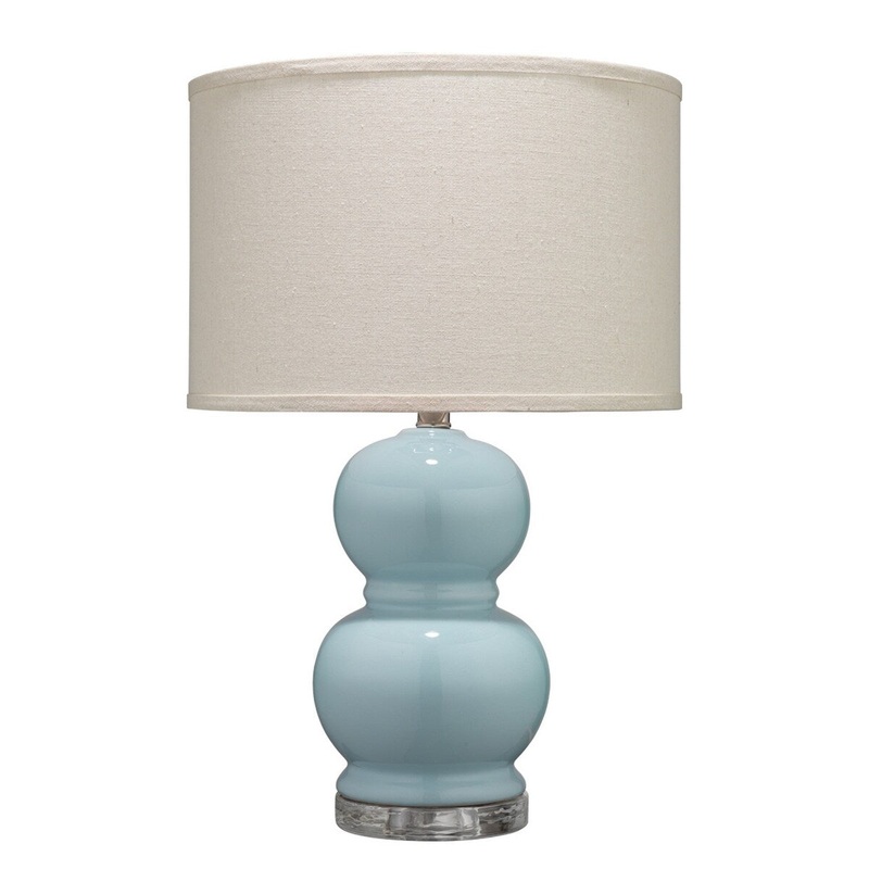 Table Lamp with Stacked Bellied Design Ceramic Base, Blue