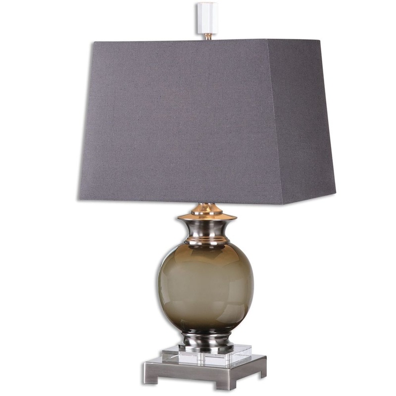 Uttermost Callias 1-Light Olive-Grey Glass Table Lamp