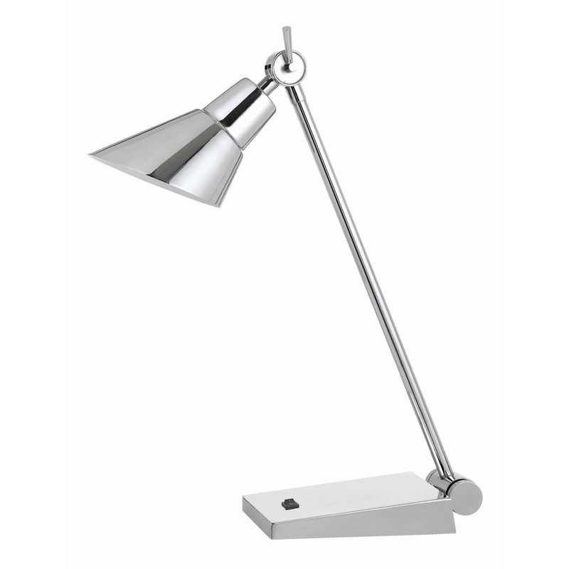 Adjustable Metal LED Desk Lamp with Rocker Switch, Chrome
