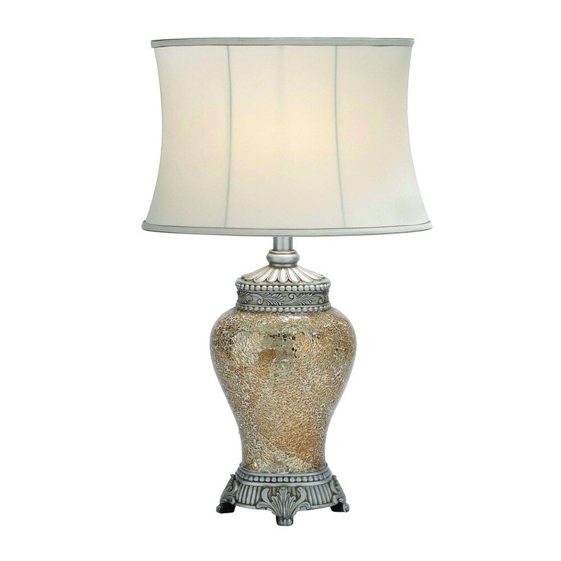 Benzara White Mosiac Polished Stone 30-inch Long-lasting Table Lamp