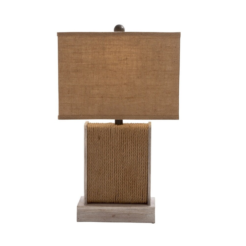 Benzara Wooden Rope-designed Table Lamp (9 x 5 x 24)