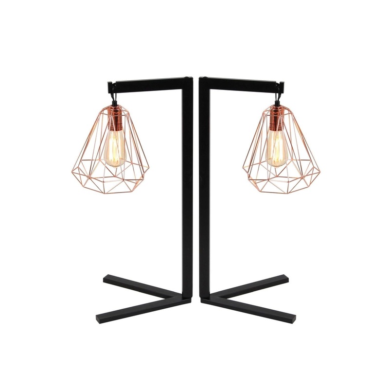 Black Metal Industrial Desk Lamp Set of 2 3" x 11" x 13"
