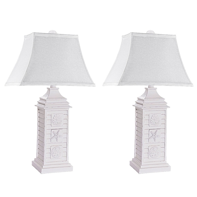 Sanibel Shutter Table Lamp Antique White Lamp Set 26.5" Height - N/A