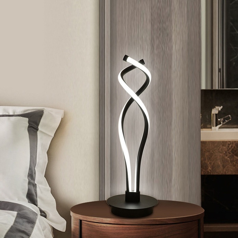 Black Modern Double Spiral Acrylic Table Lamp - 6*19in
