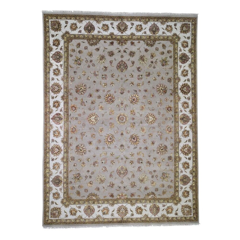 Shahbanu Rugs Half Wool And Half Silk Rajasthan Hand Knotted Oriental Rug (9'0" x 12'2") - 9'0" x 12'2"