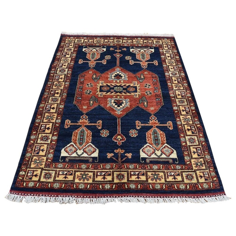Shahbanu Rugs Hand-Knotted Afghan Ersari Pure Wool Oriental Rug (3'6" x 5'0") - 3'6" x 5'0"