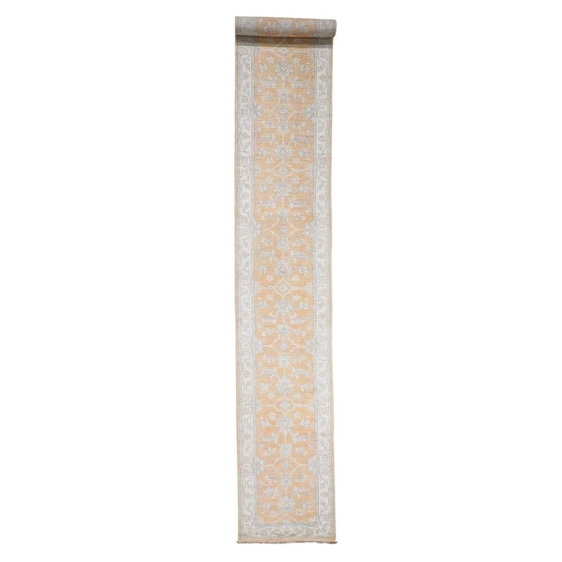 Shahbanu Rugs Hand-Knotted Oushak Pure Wool Runner Oriental Rug (2'7" x 16'5") - 2'7" x 16'5"