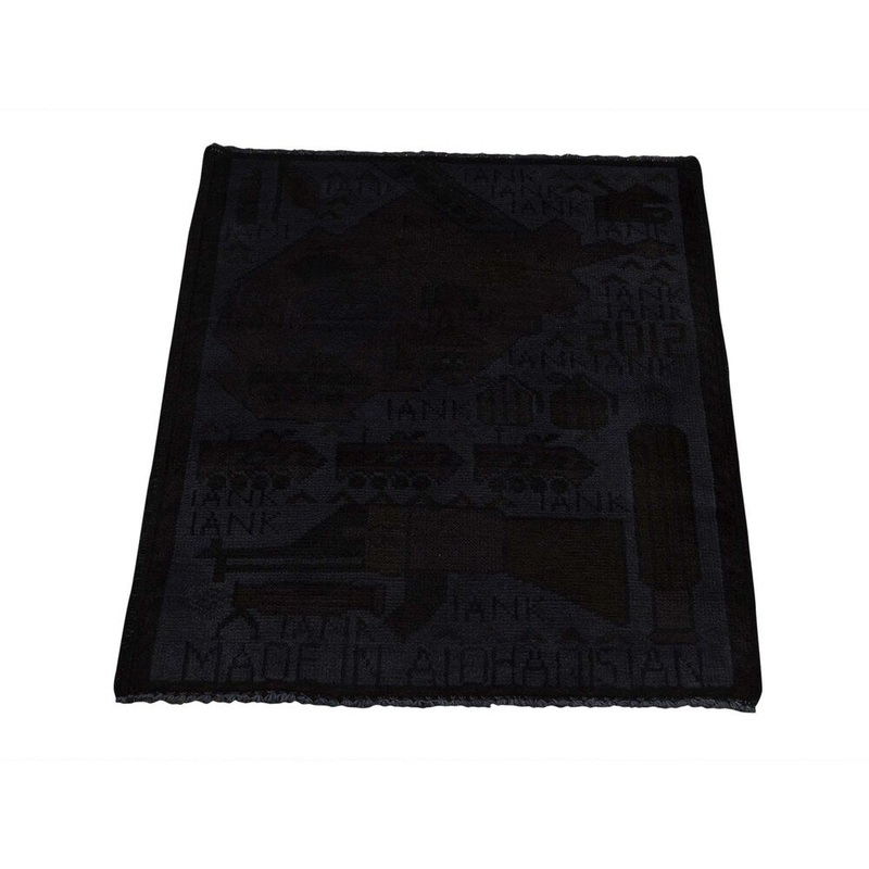 Shahbanu Rugs Hand-Knotted Pure Wool Overdyed Afghan War Oriental Rug (2'0" x 2'5") - 2'0" x 2'5"
