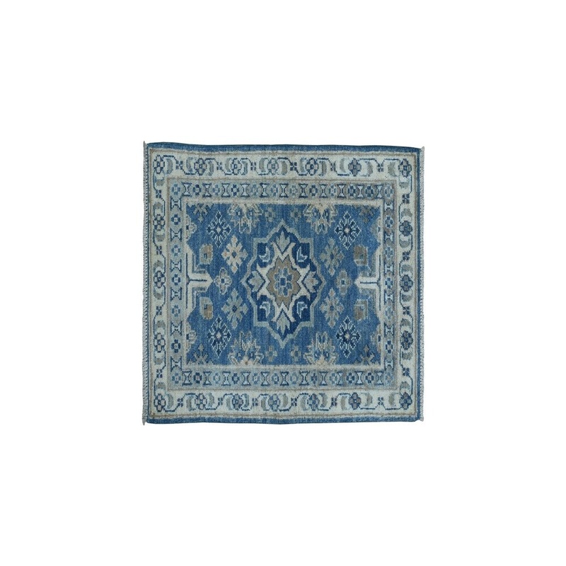 Shahbanu Rugs Hand-Knotted Pure Wool Vintage Look Kazak Oriental Rug (2'0" x 2'9") - 2'0" x 2'9"