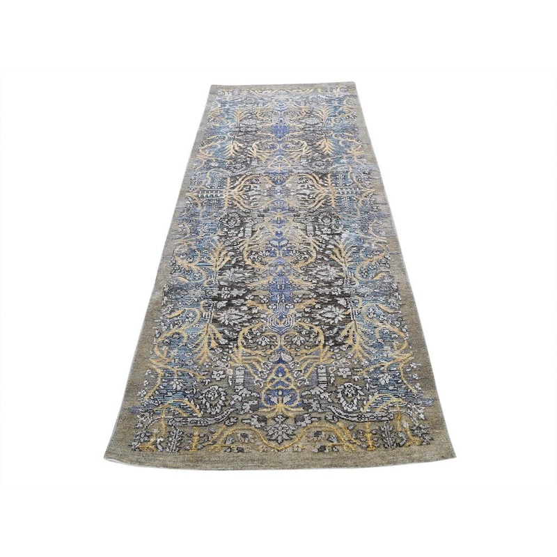 Shahbanu Rugs Hand-Knotted Silk with Oxidized Wool Transitional Sarouk Oriental Rug (2'6" x 8'0") - 2'6" x 8'0"
