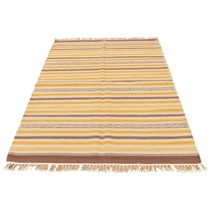 Shahbanu Rugs Hand Woven Flat Weave Striped Durie Kilim Reversible Rug (3'10" x 6'0") - 3'10" x 6'0"