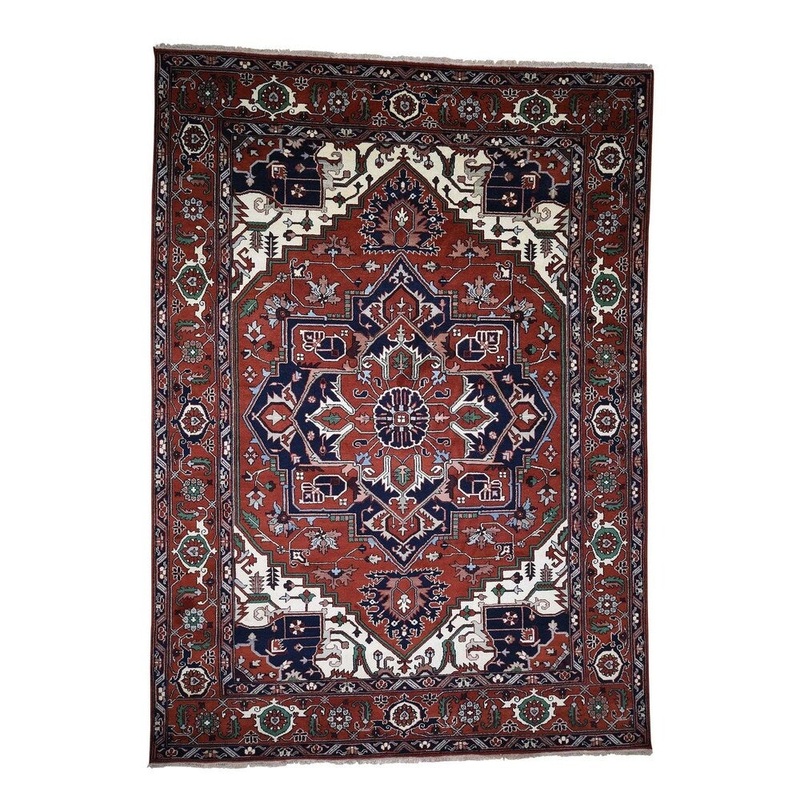 Shahbanu Rugs Indo Serapi Heriz Hand-Knotted Oriental Rug (10'0" x 13'9") - 10'0" x 13'9"