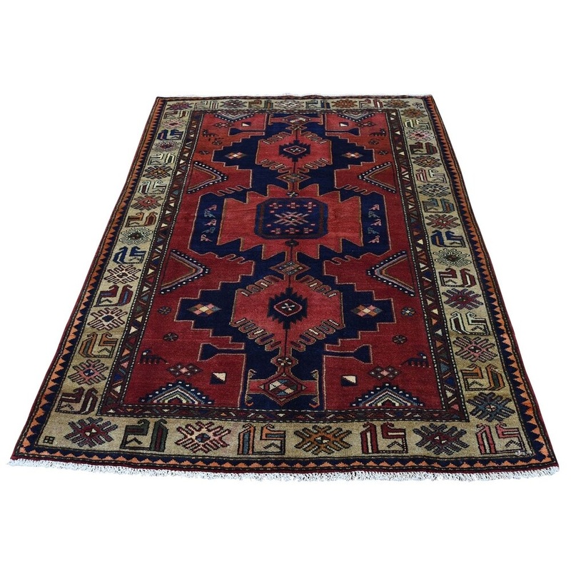 Shahbanu Rugs New Persian Hamadan Pure Wool Hand-Knotted Oriental Rug (4'5" x 6'4") - 4'5" x 6'4"