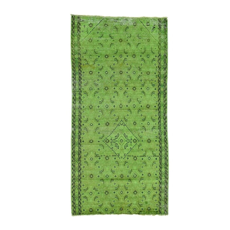 Shahbanu Rugs Overdyed Persian Hamadan Fragment Vintage Wide Runner Rug (3'8" x 7'4") - 3'8" x 7'4"
