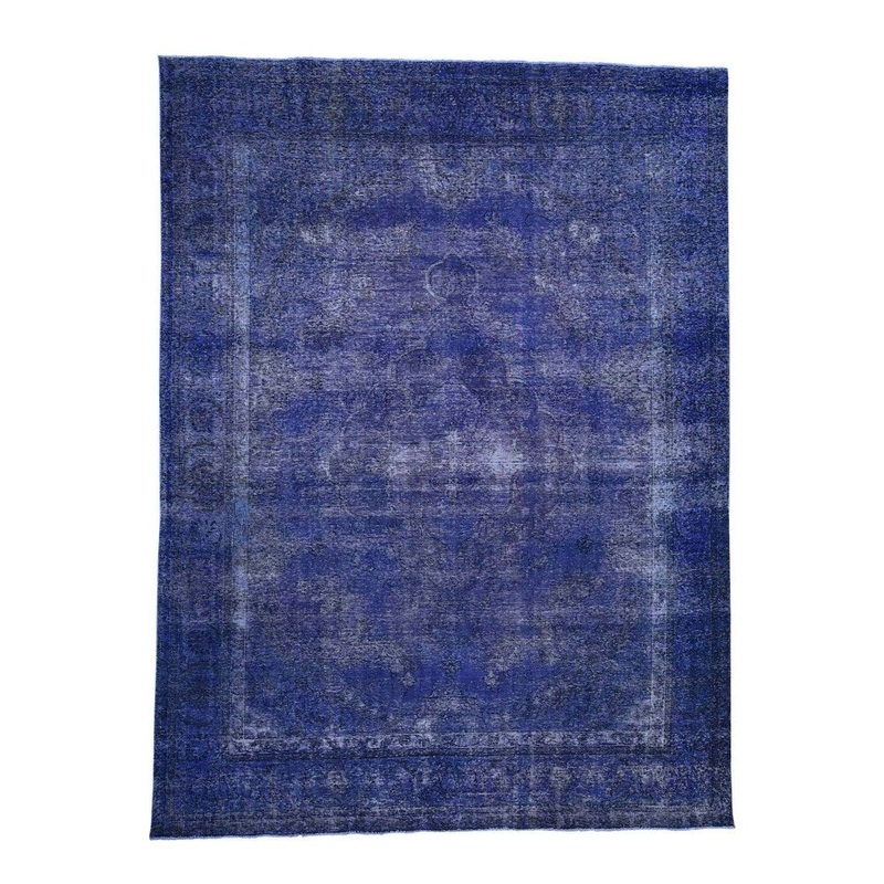 Shahbanu Rugs Overdyed Worn Wool Tabriz Hand-Knotted Oriental Rug (9'9" x 12'10") - 9'9" x 12'10"