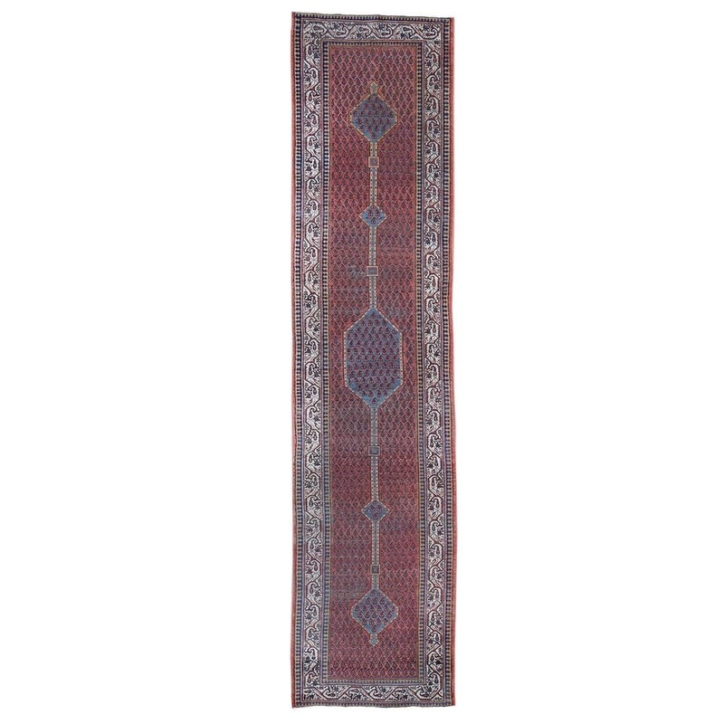 Shahbanu Rugs Pink Antique Persian Tribal and Geometric Design Oriental Runner Rug (3'2" x 13'4") - 3'2" x 13'4"