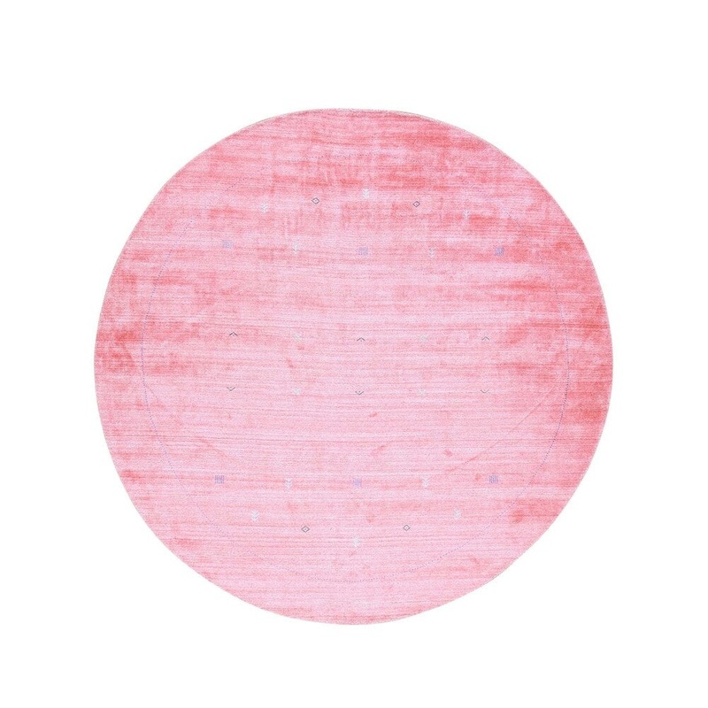 Shahbanu Rugs Pink Gabbeh Hand-Loomed Modern Art Silk Round Oriental Rug (10'0" x 10'0") - 10'0" x 10'0"