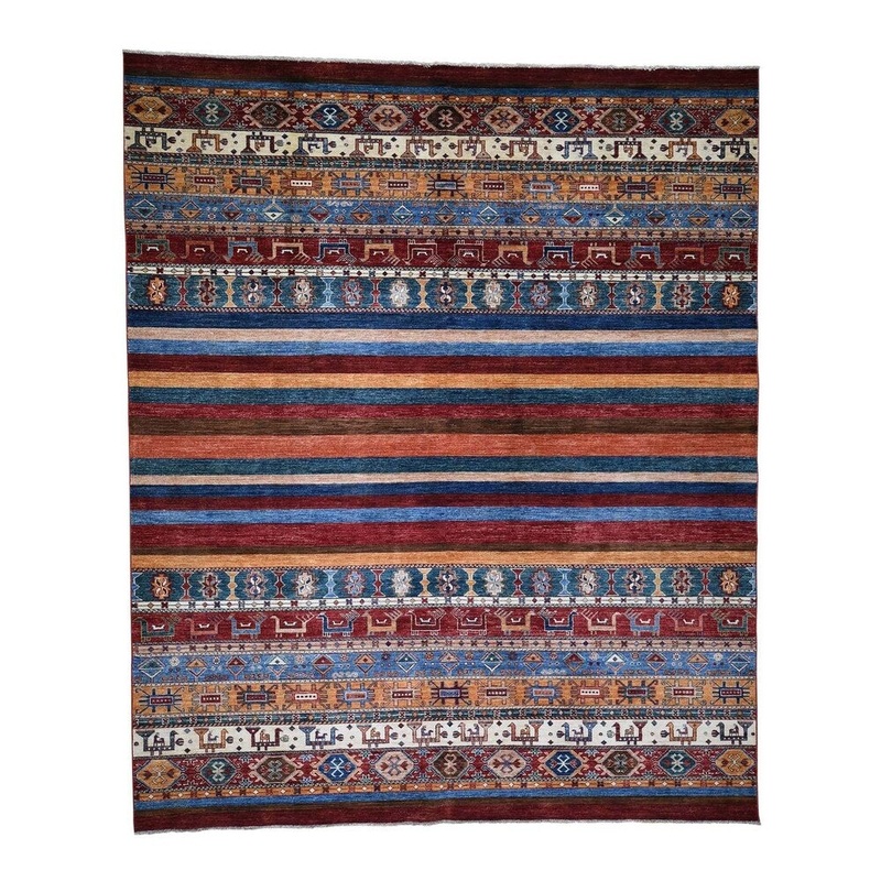 Shahbanu Rugs Super Kazak Khorjin Design Hand-Knotted Pure Wool Rug (8'3" x 10'0") - 8'3" x 10'0"