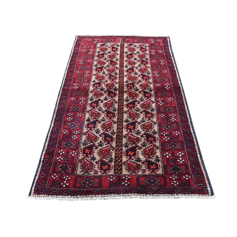 Shahbanu Rugs Vintage Persian Baluch With Paisley Design Oriental Rug (3'0" x 5'10") - 3'0" x 5'10"