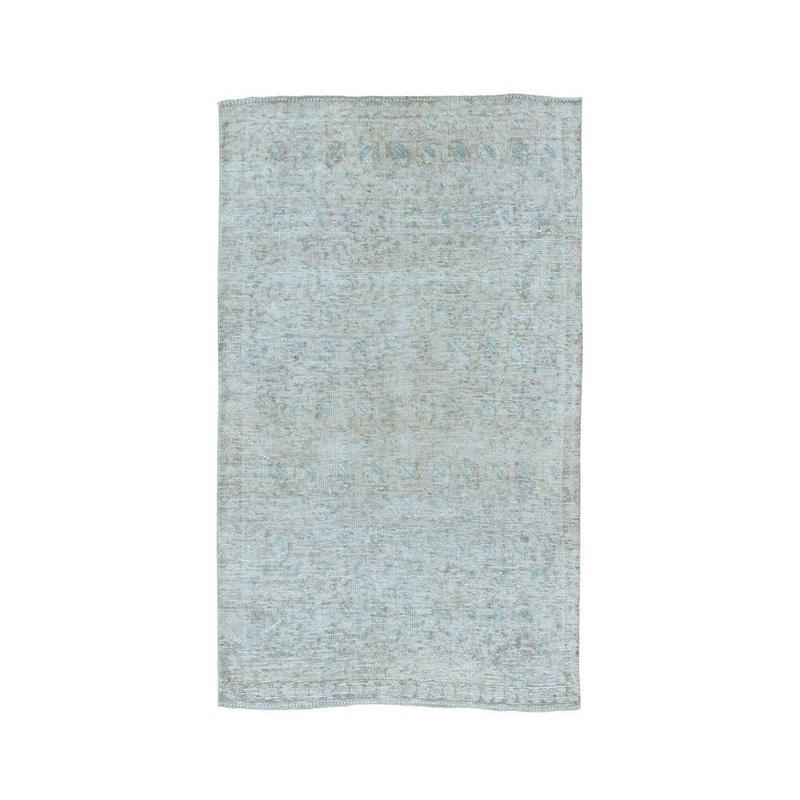 Shahbanu Rugs Vintage White Wash Tabriz Worn Wool Hand-Knotted Oriental Rug (3'1" x 4'4") - 3'1" x 4'4"