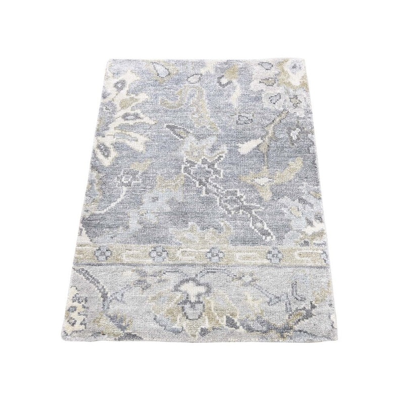 Shahbanu Rugs Art Silk Washed Out Oushak Hand Knotted Oriental Rug (2'0" x 3'0") - 2'0" x 3'0"