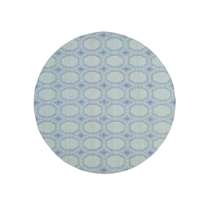 Shahbanu Rugs Flat Weave Hand-Woven Reversible Durie Kilim Round Oriental Rug (8'0" x 8'0") - 8'0" x 8'0"